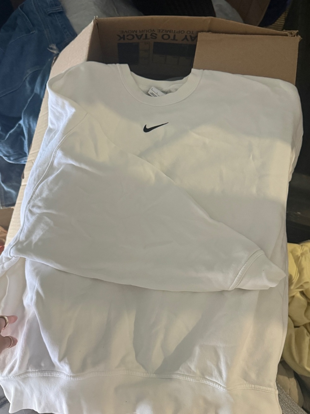 Nike Women's White Logo Crewneck Sweatshirt